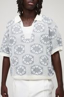 polo oversize recto de punto croche gris