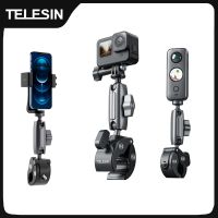 telesin-clip de brazo magico para motocicleta abrazadera de aleacion de aluminio de 360  agujero de 14 pulgadas para camara gopro camara de accion para telefono movil