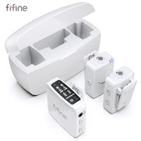 fifine m9 microfono lavalier inalambrico de 24 ghz para telefono y camara microfono doble para vlogvideoyoutubetiktokentrevista tiempo de trabajo 30h-m9w