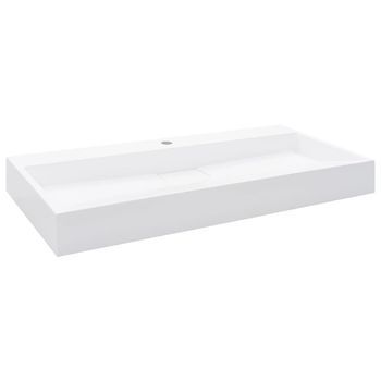 Lavabo De Baño Moderno | Lavabo 100x46x11 Cm Resina Mineral/mármol Blanco