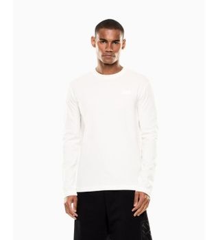 EA7 para hombre. 7M001488_AF17789 Camiseta LOGO SERIES blanco (XL), Casual, Algodón, Manga larga
