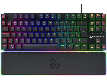 Teclado gaming - Newskill Gungnyr pro TKL, USB 2.0, Teclas iluminadas, Antighosting, Con reposamuñecas, Negro