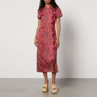 kitri leia printed crepe de chine midi dress - uk 6