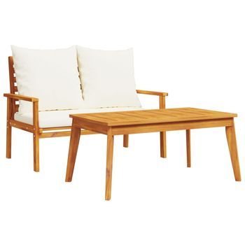 Conjunto De Muebles De Jardín | Mesa Y Sillas Con Cojines Madera Maciza Acacia