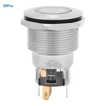 Interruptor De Botón 22 Mm Acero Inoxidable Con Luz Anillo
