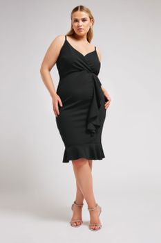 Yours London Curve Black Ruffle Wrap Dress, Mujer Curvy Y Tallas Grandes, Yours London