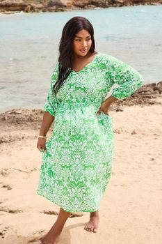 Yours Vestido Midi Verde Estampado Cachemira, Mujer Curvy Y Tallas Grandes, Yours