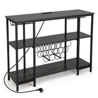 botellero industrial con soporte para copas estantes y enchufes para 15 botellas de vino mueble para vinos color gris