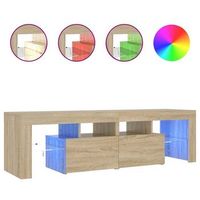 mueble de tv con luces led color roble sonoma 140x365x40 cm vidaxl