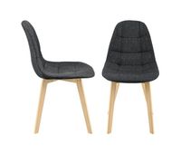 set de 2 sillas de comedor kopparberg tapizado patas de haya 86 x 53 x 47 cm negro encasa