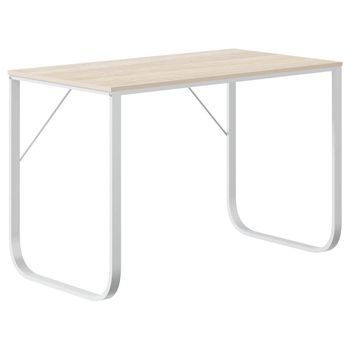 Escritorio De Ordenador Madera De Ingeniería Blanco Y Roble Vidaxl