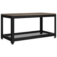 mesa de centro 45x90x45 cm mdf con chapa de roble y hierro - gris