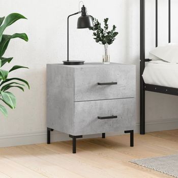 Mesita De Noche | Mesa Auxiliar | Mesilla Madera Ingeniería Gris Hormigón 40x35x47,5 Cm Cfw85507