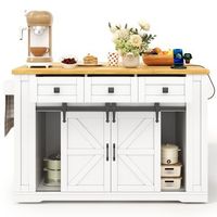 isla de cocina movil con encimera abatible puertas correderas y enchufes 130 cm