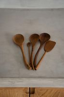 cuchara de madera de teca en marron 19x4x1 cm
