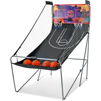 Juego De Canastas Plegable Máquina De Baloncesto Juguete Contador Y Costway 202 X 107 X 205 Cm Negro