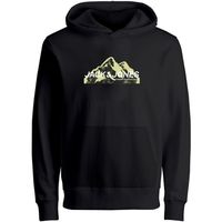 jack  jones jersey 12268041 jcomountain logo sweat hood sn mni black para nino