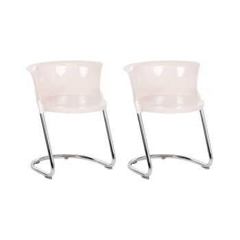 Conjunto De 2 Sillas De Comedor Modernas De Material Sintético Con Patas De Metal Respaldo Curvo Blanco Crema Oshkosh