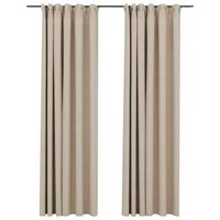 2 piezas cortinas opacas  cortinas oscurantes con ganchos look de lino beige 140x245cm