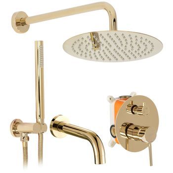 Conjunto De Ducha Rea Y Bañera Eportado Oculto Rea Lungo Gold + Box