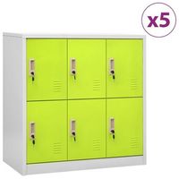 armarios taquilla 5 uds de acero gris y verde 90x45x925 cm vidaxl