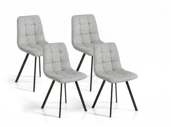 Set de 4 sillas de comedor tapizadas en tela gris. 46×54×89 cm
