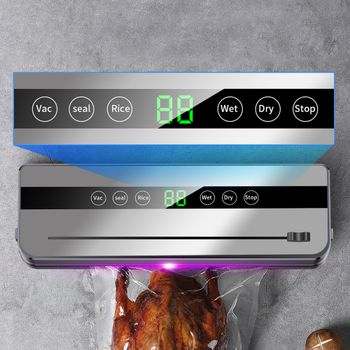 Sellador al vacío automático de alta potencia para el hogar, 120W, 65Kpa, ideal para conservar carne, mariscos, líquidos, frutas, verduras, nueces, granos, galletas, bocadillos y más.
