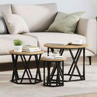 vidaxl mesa lateral nido 3 uds roble artisan 53 x 53 x 40 cm