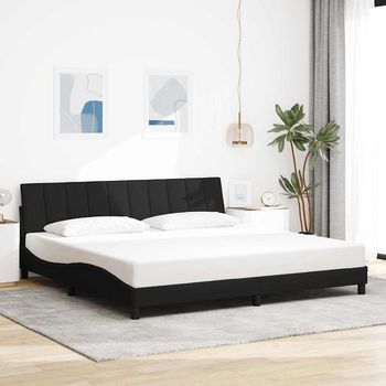 Cama Matrimonial | Cama Para Adultos | Cama Sin Colchón Tela Negro 200x200 Cm Cfw241645