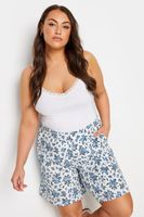 yours bermudas blancas de flores azules mujer curvy y tallas grandes yours