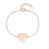 pulsera corazon de plata 925 banada en oro rosa grabable