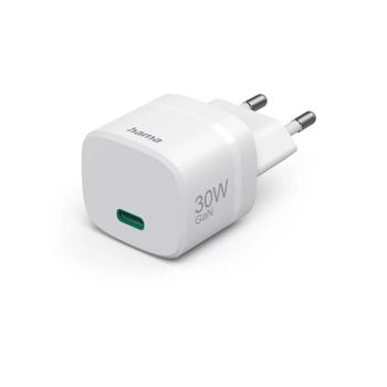 Cargador USB-C Hama 30W GaN Quick Charge 3.0 Power Delivery 3.0 Blanco