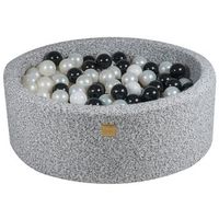 meowbaby piscina de bolas round seca para ninos boucle gris melange  negroblancoperla 200 pcs 90x30cm