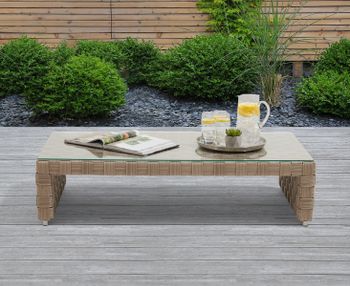 Cardinal Taupe and Brown Rattan Wicker Garden Coffee Table