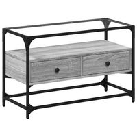 mueble tv  mueble de salon  gabinete de tv cristal y madera ingenieria gris sonoma 80x35x51 cm