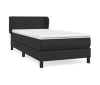 cama box spring con colchon cuero sintetico negro 90x190 cm diseno plano