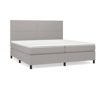 Cama box spring con colchón tela gris claro 200x200 cm liso con clavos