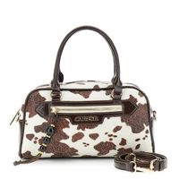 bolso baul efecto craquelado con estampado vaca y bolsillo frontal con cremallera cow taglia unica