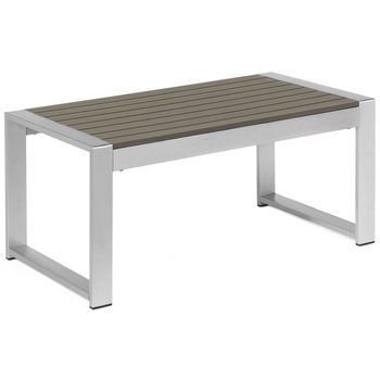 Mesa De Centro De Aluminio Gris Oscuro 90 X 50 Cm Moderno Balcón Terraza Interior Exterior Salerno