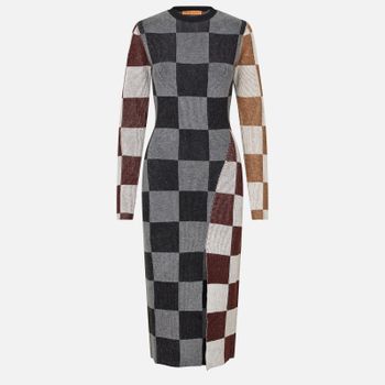 Stine Goya Checkered Knitted Midi Dress - S