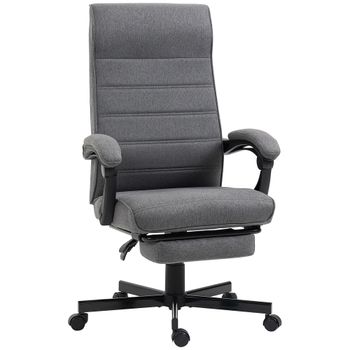 Vinsetto Silla de Oficina Reclinable con Altura Ajustable Reposabrazos y Reposapiés Retráctil Gris   Aosom España