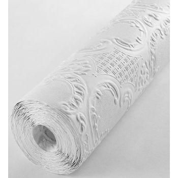 Papel Pintado Repintable Vinílico Lavable Damasco Blanco Con Textura Alto Relieve - Dank Texture 123149 De Gaulan - Rollo De 10 M X 0,53 M