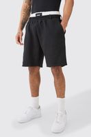 pantalon corto holgado con cintura doble negro