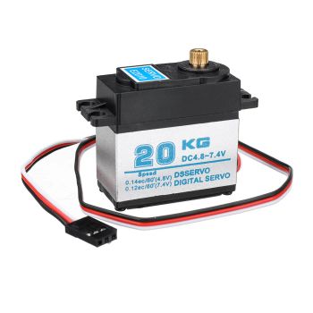 FLYUEACE Servo Digital de 20KG con Dientes de Cobre y Carcasa de Aluminio