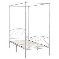 cama individual  cama para adultos  estructura de cama con dosel metal blanco 100x200 cm