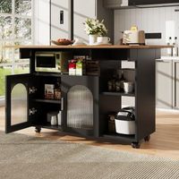 isla de cocina con mesa plegable 120 cm almacenamiento y ruedas