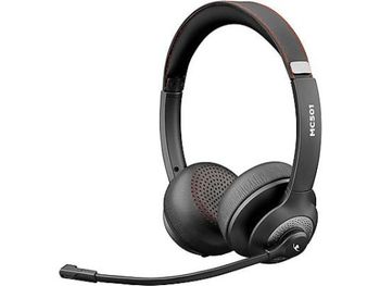 Bluestork - MC 501 - Auriculares inalambricos Bluetooth Diadema - Cascos inalambricos PC, Micrófono Giratorio con cancelación de Ruido, Larga Autonomía, Ultraligeros - Casco Profesional PC/Mac/Móvil