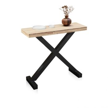 Mueble de recibidor consola 90x30 cm madera roble salvaje - negro
