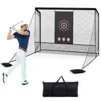 costway red practica golf con redes laterales desmontables tela blanco y bolsa transporte portatil interior exterior 305x326x225cm