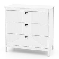 costway comoda de 3 cajones mueble de almacenaje armario con kit anticaida mesita de noche de 3 niveles cajonera para dormitorio y estudio blanco